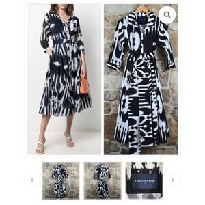 Samantha Sung Olivia Abstract Print Belted Shirt Dress